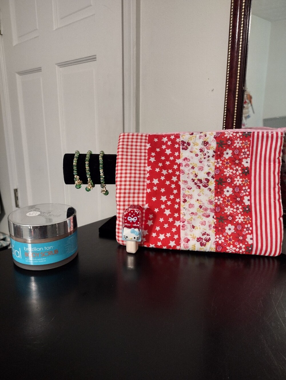 Homemade Cosmetics Bag With Body Wash And Bracelet